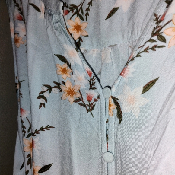 Women's AVA and VIV Baby Blue/Green Floral Print Sleeveless Summer Midi Dress 2X - Picture 4 of 15